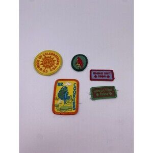 Lot of 5 Vintage Girl Scout Patches Honor Unit, '82 Cookies, Week of Celebration